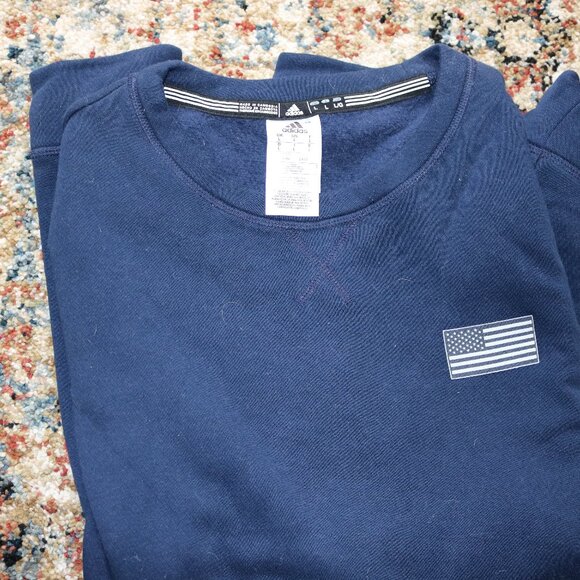 adidas Other - adidas Navy Blue Crewneck Sweatshirt with Flag Graphic